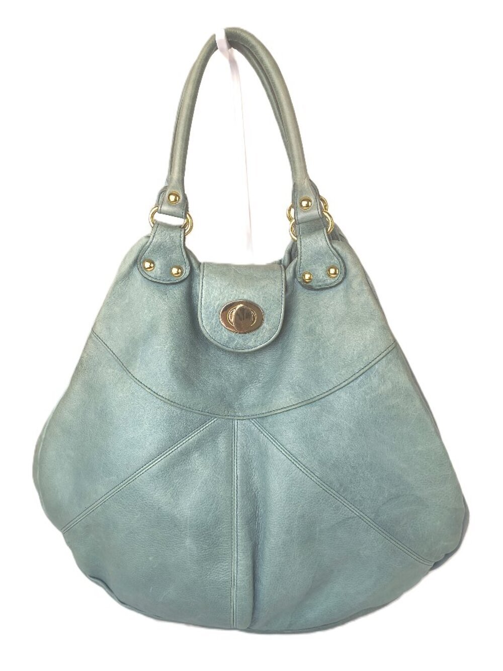 Large Mint Green Leather Tote Handbag - Stylish Everyday Shoulder Bag - Picture 1 of 12